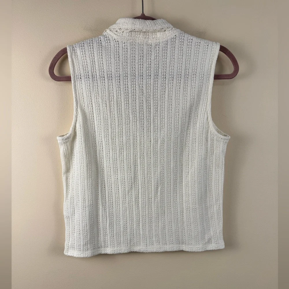 Madewell Crochet-Knit V-Neck Sweater Vest in Vintage Ivory - Picture 3 of 7